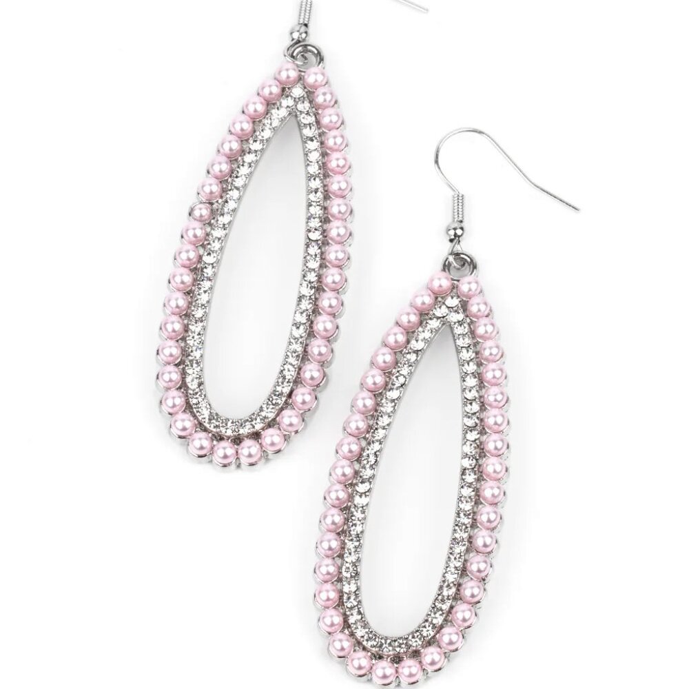 Paparazzi Jewelry Accessories - Glamorously Glowing - Pink Earrings - Vintage - Picture 2 of 4